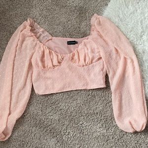 PrettyLittleThing Crop Pink Blouse
